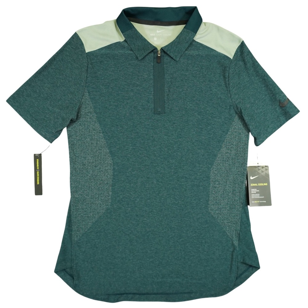 NEW Nike Zonal Cooling Polo Shirt Womens S Green Dri-FIT Golf Quarter Zip Tennis